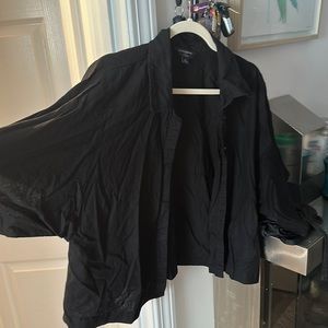Banana republic black linen cropped button up blouse